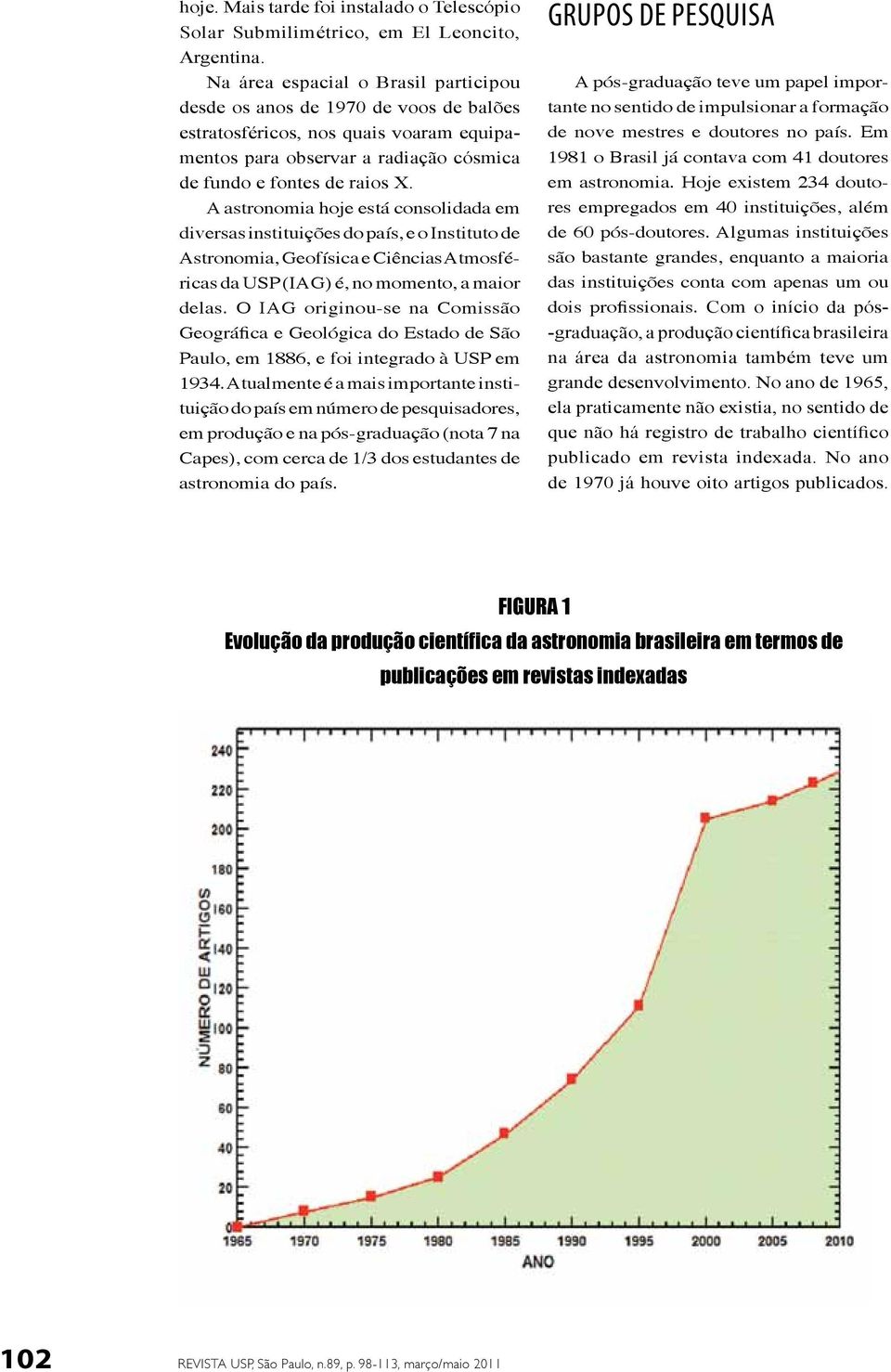 A astronomia hoje está consolidada em diversas instituições do país, e o Instituto de Astronomia, Geofísica e Ciências Atmosféricas da USP (IAG) é, no momento, a maior delas.