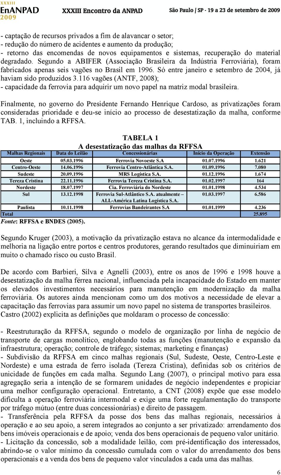 116 vagões (ANTF, 2008); - capacidade da ferrovia para adquirir um novo papel na matriz modal brasileira.