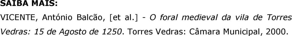 ] - O foral medieval da vila de