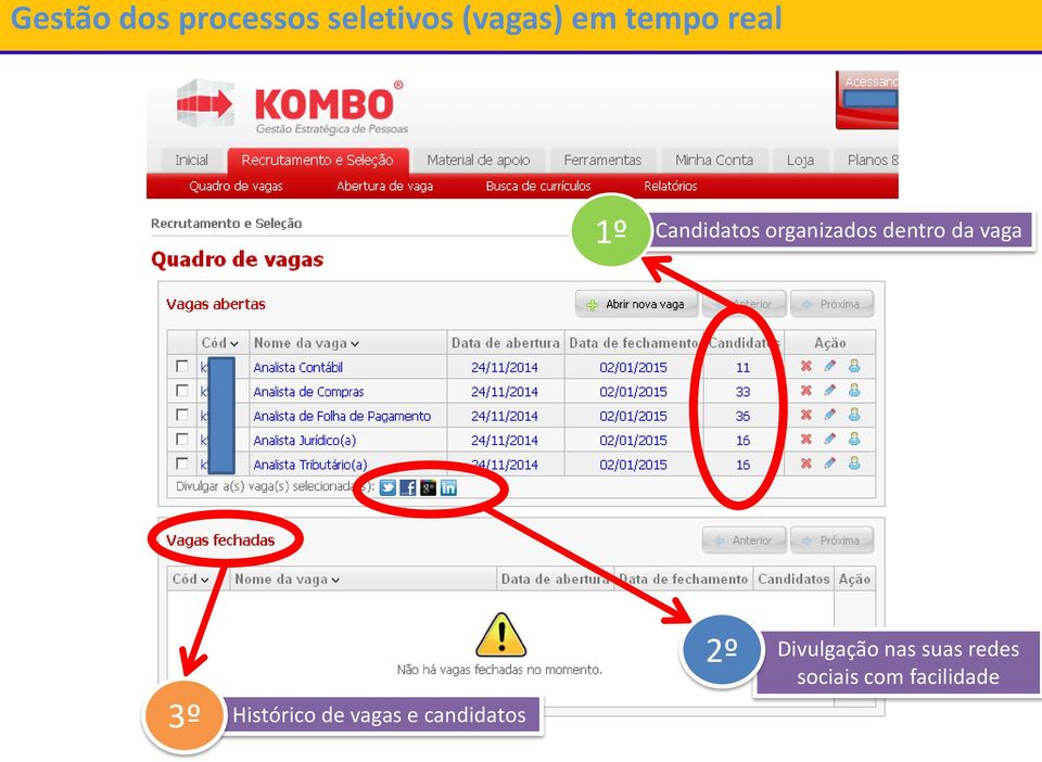 vaga 3º Histórico de vagas e candidatos 2º