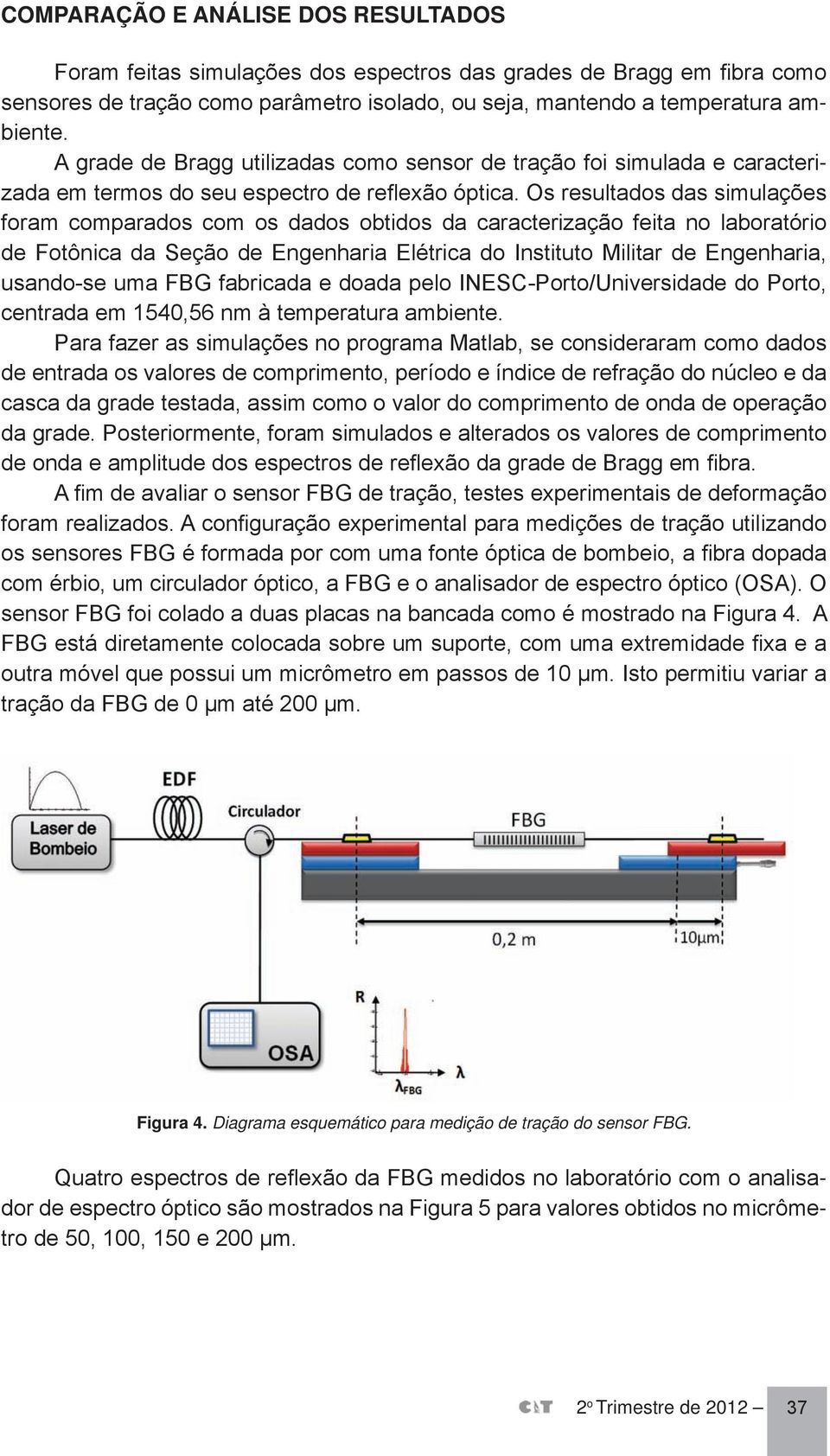 Os resultados das simulações foram comparados com os dados obtidos da caracterização feita no laboratório de Fotônica da Seção de Engenharia Elétrica do Instituto Militar de Engenharia, usando-se uma