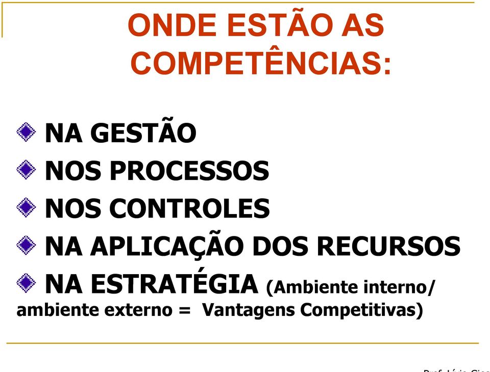 RECURSOS NA ESTRATÉGIA (Ambiente interno/