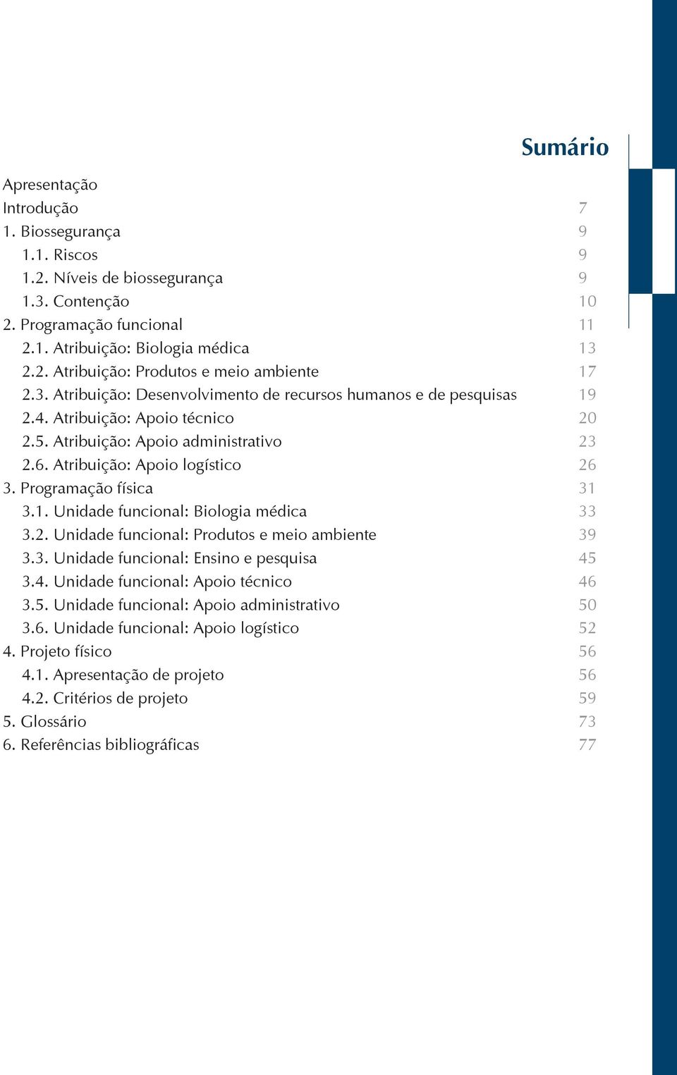 Programação física 31 3.1. Unidade funcional: Biologia médica 33 3.2. Unidade funcional: Produtos e meio ambiente 39 3.3. Unidade funcional: Ensino e pesquisa 45 3.4. Unidade funcional: Apoio técnico 46 3.