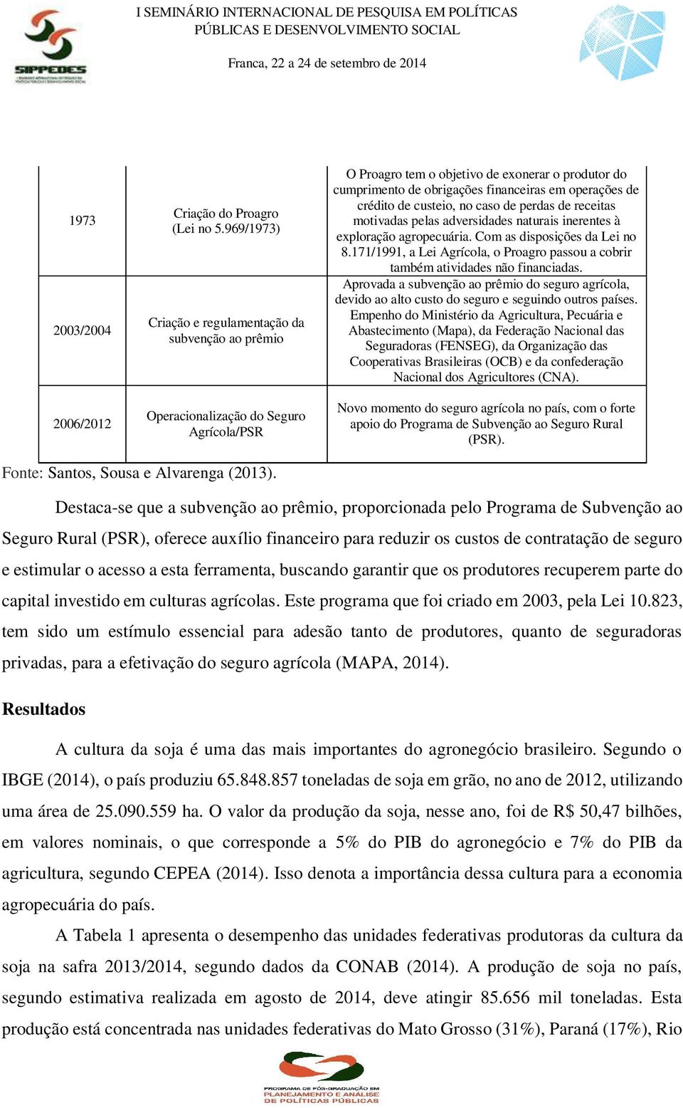 operações de crédito de custeio, no caso de perdas de receitas motivadas pelas adversidades naturais inerentes à exploração agropecuária. Com as disposições da Lei no 8.