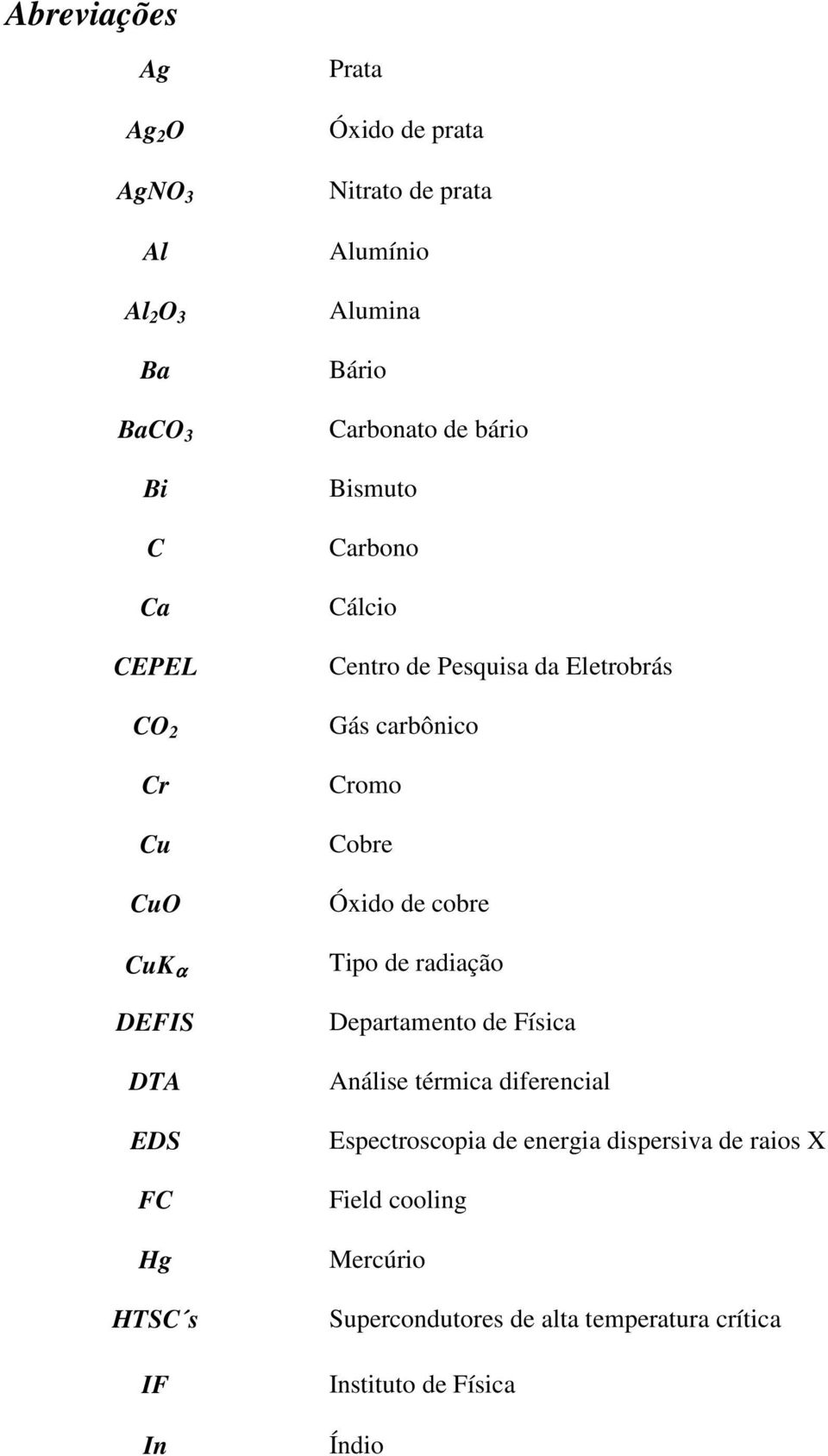 Eletrobrás Gás carbônico Cromo Cobre Óxido de cobre Tipo de radiação Departamento de Física Análise térmica diferencial