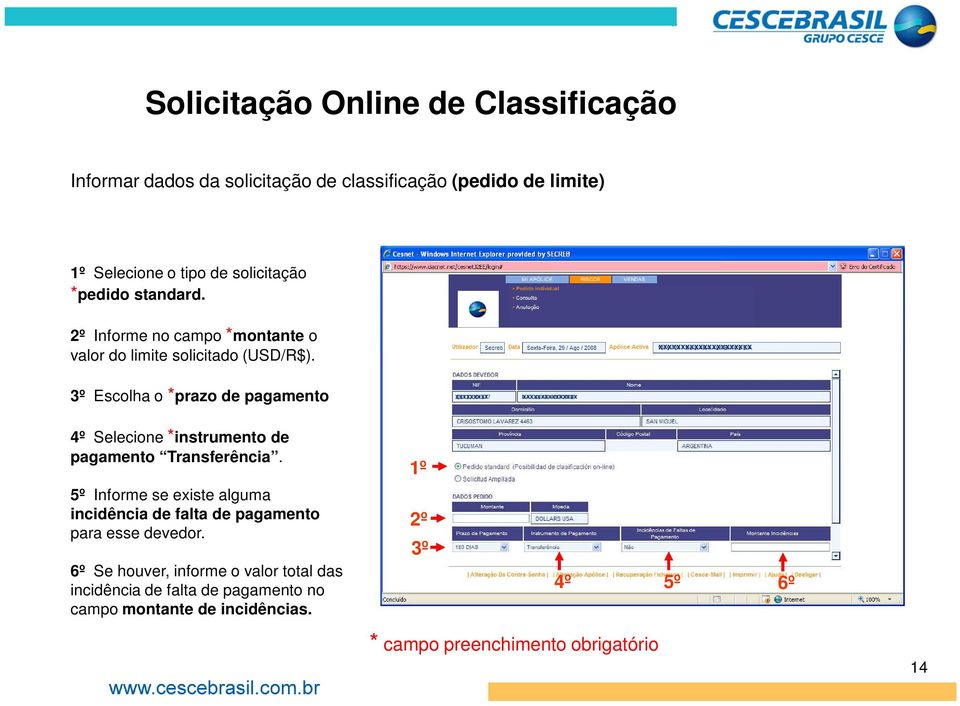 xxxxx 3º Escolha o *prazo de pagamento x xxxxxxx 4º Selecione *instrumento de pagamento Transferência.