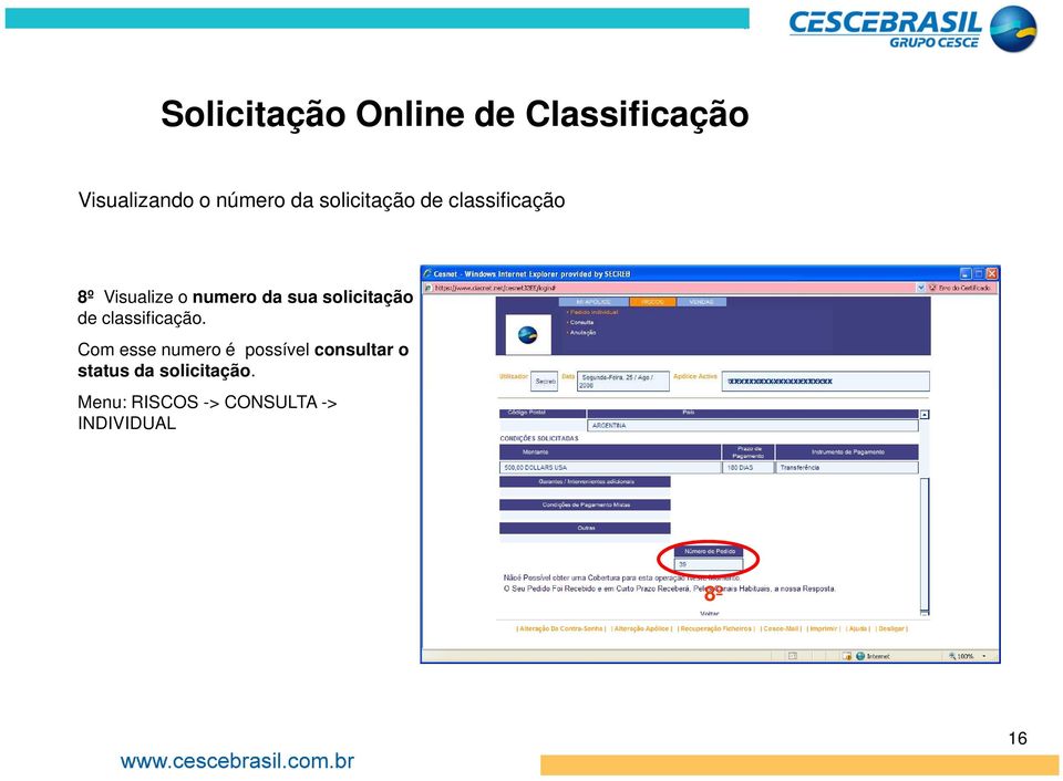 solicitação de classificação.