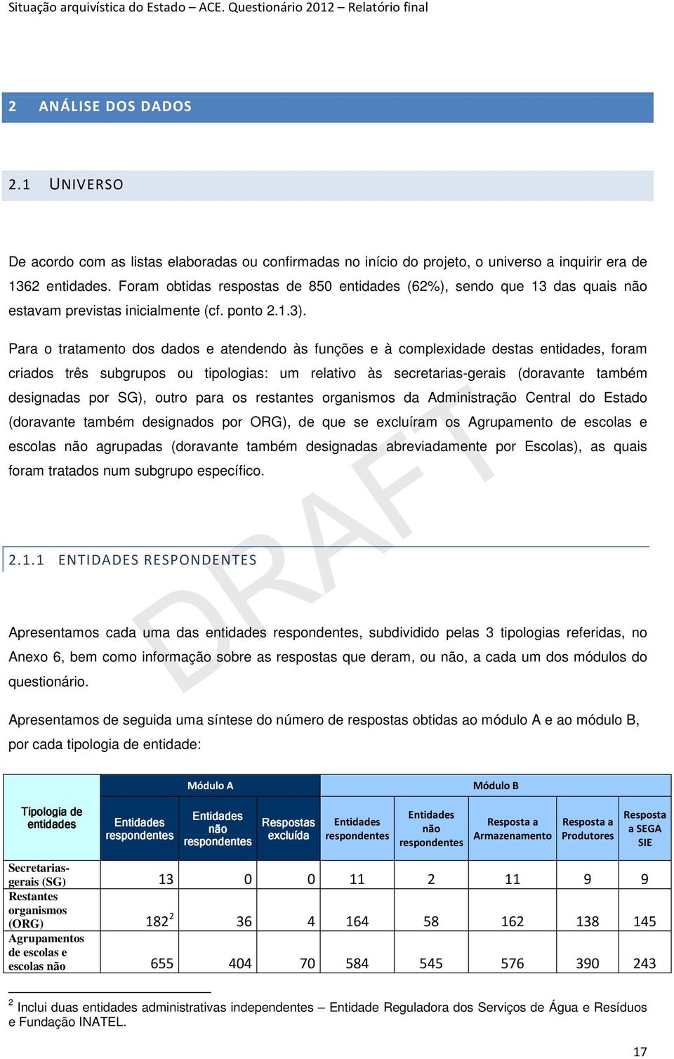 Para o tratamnto os aos atnno às unçõs à omplxia stas ntias, oram riaos três subrupos ou tipoloias: um rlativo às srtarias-rais (oravant também sinaas por SG), outro para os rstants oranismos a