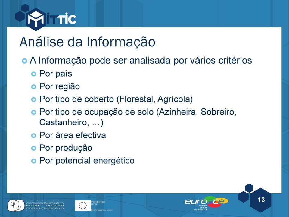 Agrícola) Por tipo de ocupação de solo (Azinheira, Sobreiro,