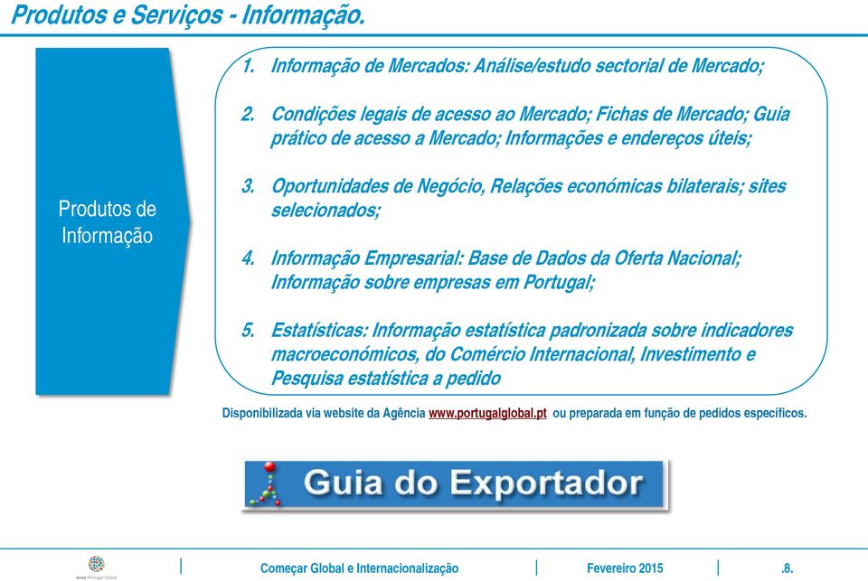 Oportunidades de Negócio, Relações económicas bilaterais; sites selecionados; 4.