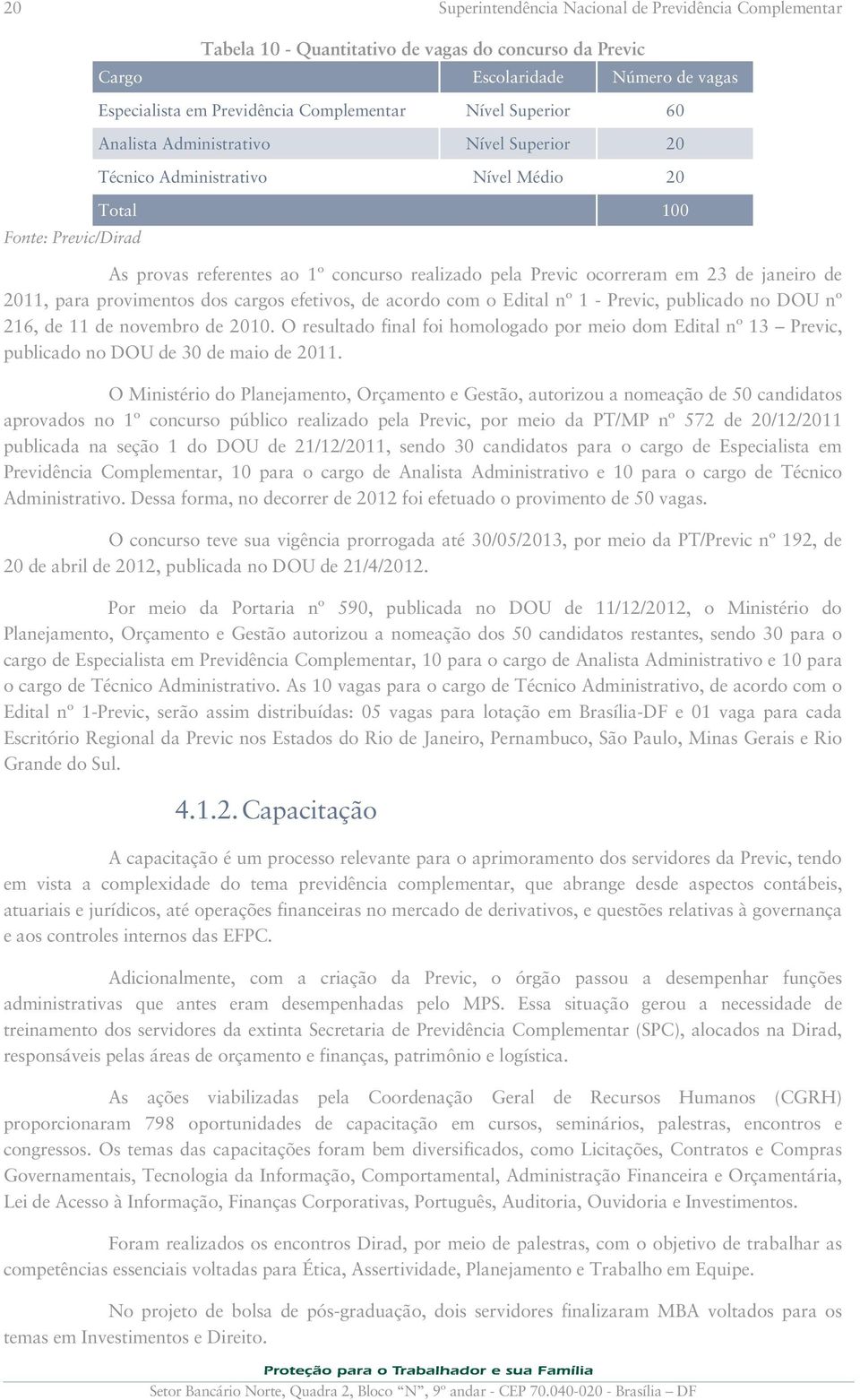 janeiro de 2011, para provimentos dos cargos efetivos, de acordo com o Edital nº 1 - Previc, publicado no DOU nº 216, de 11 de novembro de 2010.