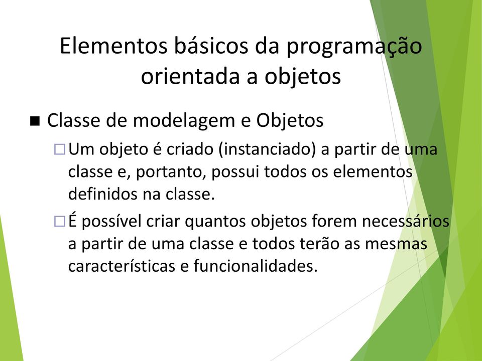 os elementos definidos na classe.