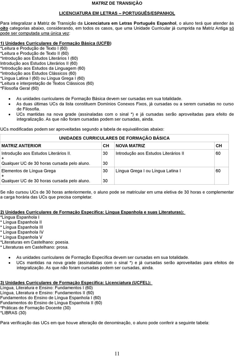 Texto I (60) *Leitura e Produção de Texto II (60) *Introdução aos Estudos Literários I (60) Introdução aos Estudos Literários II (60) *Introdução aos Estudos da Linguagem (60) *Introdução aos Estudos