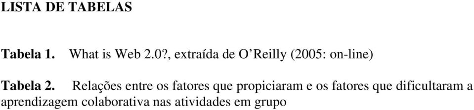 Relações entre os fatores que propiciaram e os