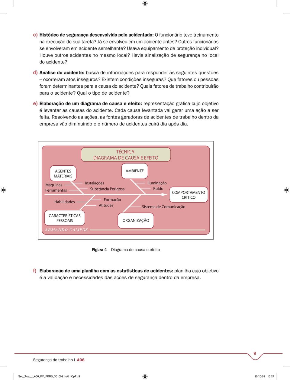 d) Análise do acidente: busca de informações para responder às seguintes questões ocorreram atos inseguros? Existem condições inseguras?