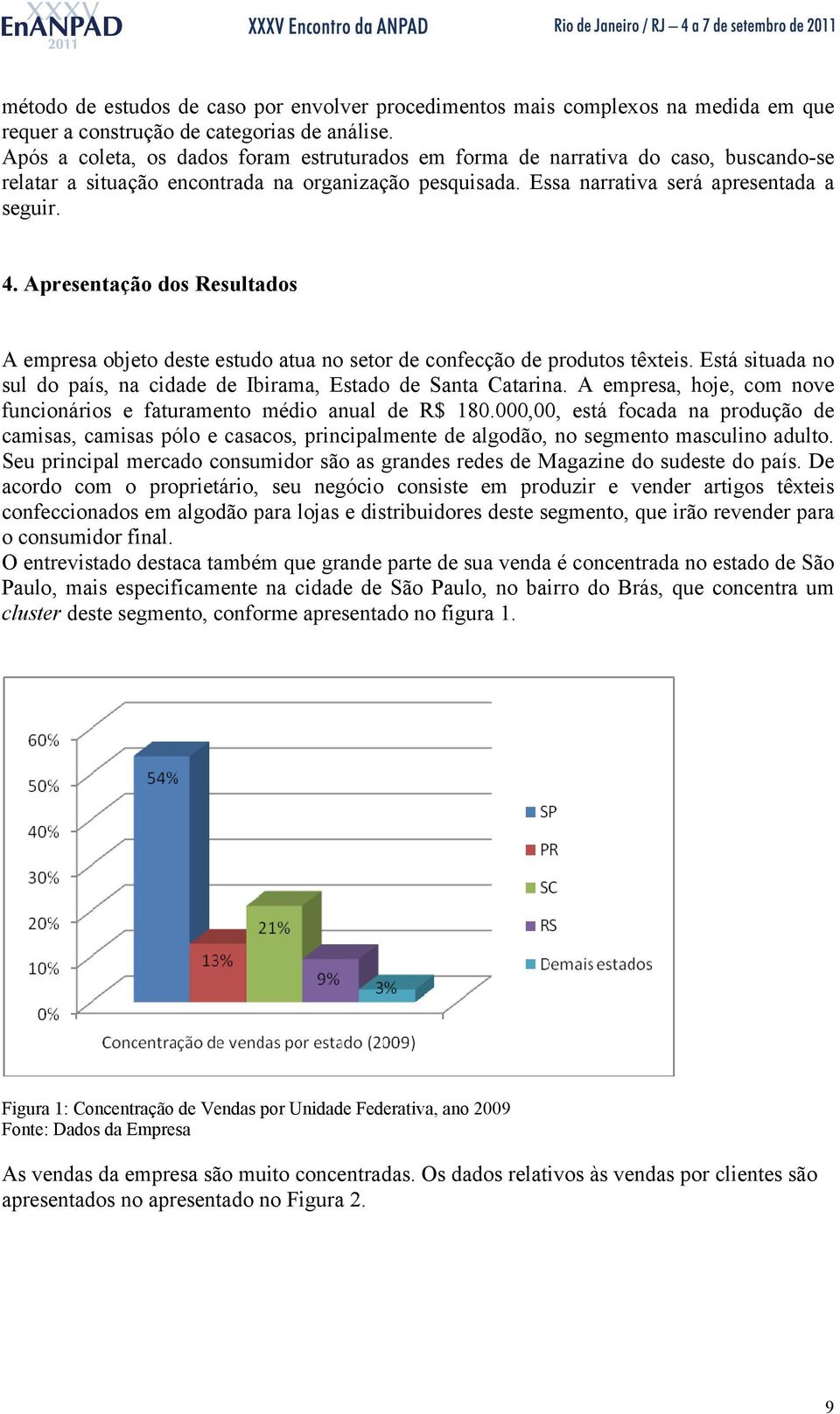 Apresentação dos Resultados A empresa objeto deste estudo atua no setor de confecção de produtos têxteis. Está situada no sul do país, na cidade de Ibirama, Estado de Santa Catarina.