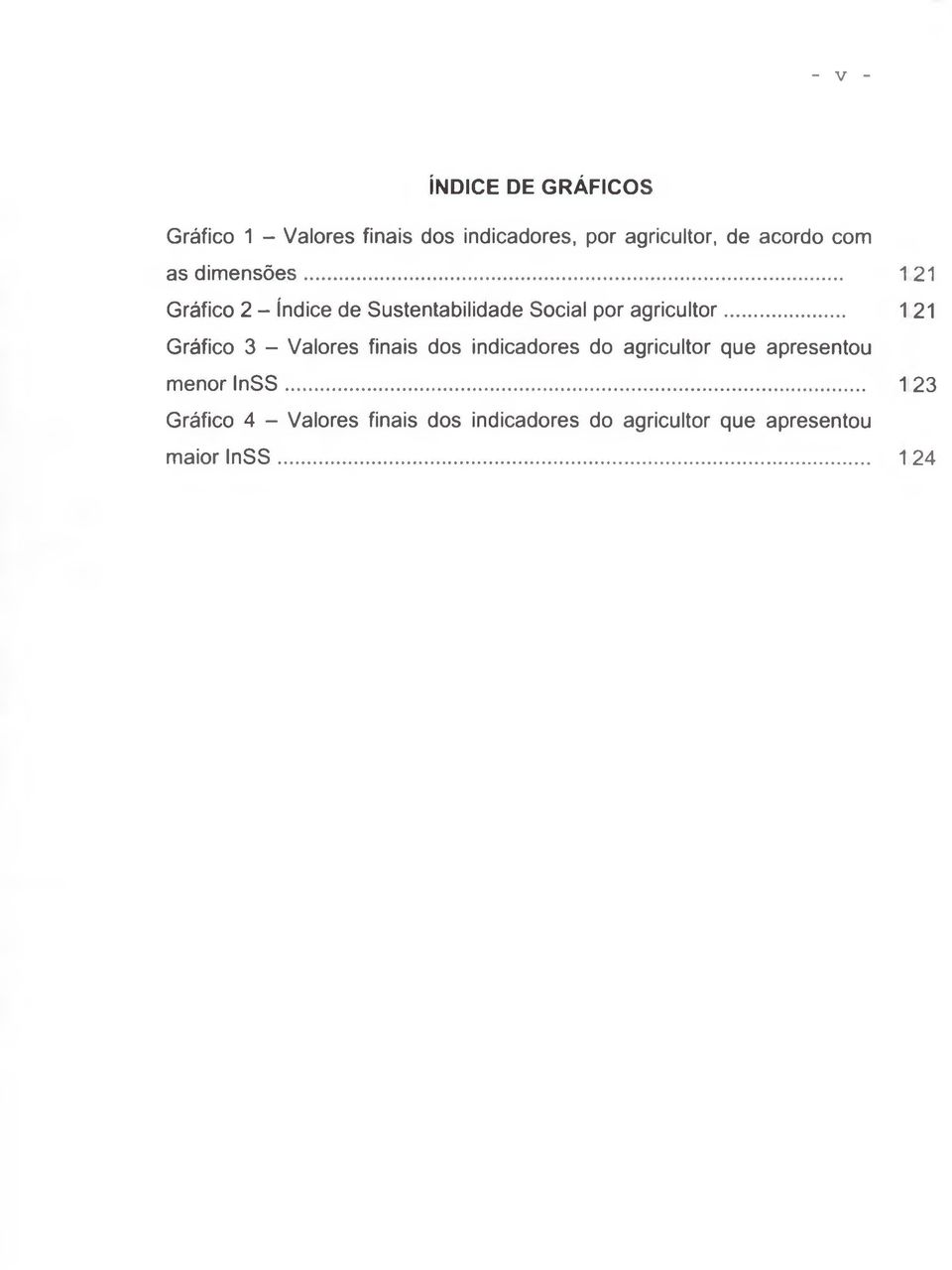 .. 121 Gráfico 3 - Valores finais dos indicadores do agricultor que apresentou menor InSS.