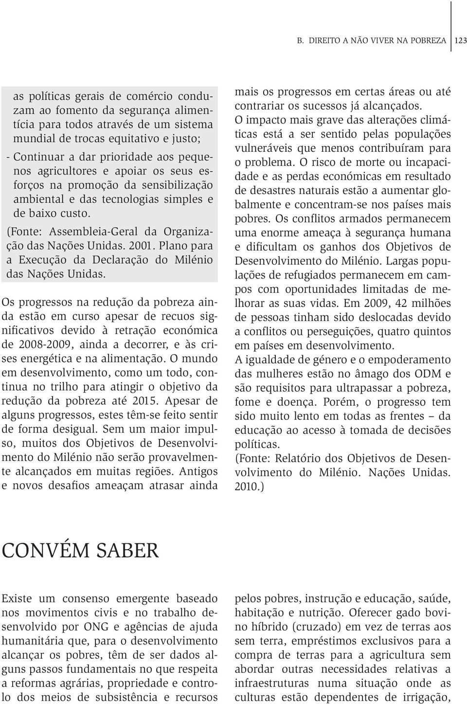 (Fonte: Assembleia-Geral da Organização das Nações Unidas. 2001. Plano para a Execução da Declaração do Milénio das Nações Unidas.