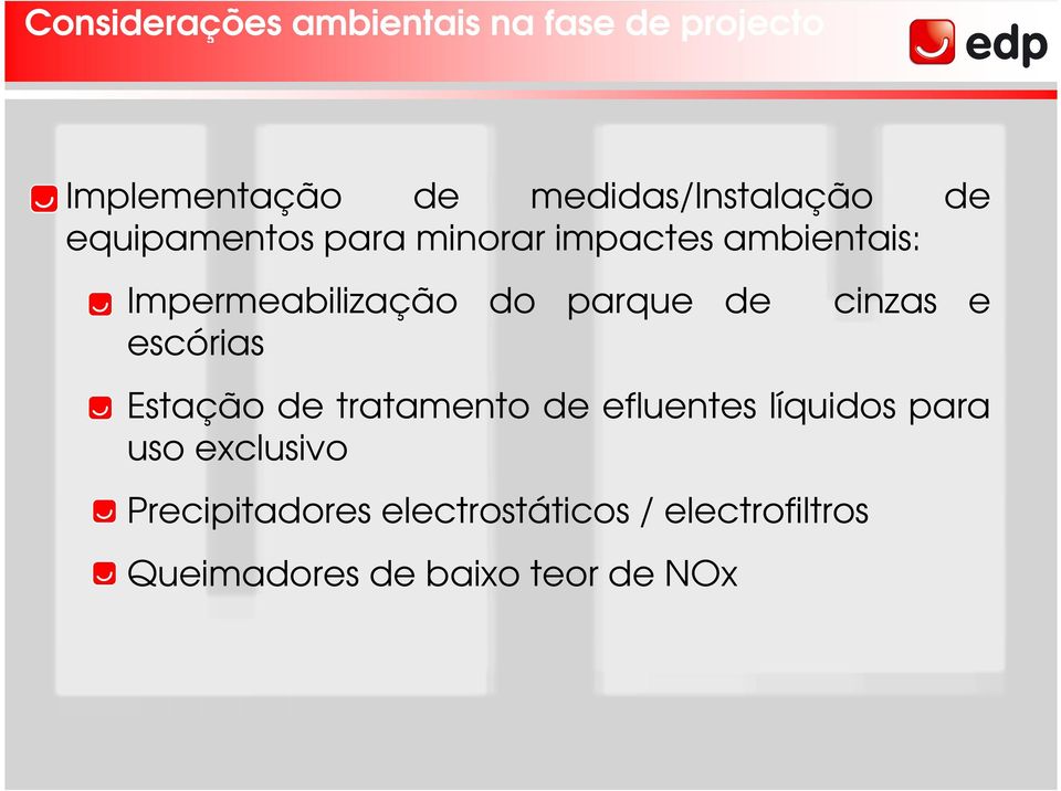 cinzas e escórias Estação de tratamento de efluentes líquidos para uso exclusivo