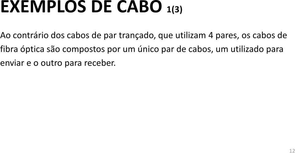 fibra óptica são compostos por um único par de