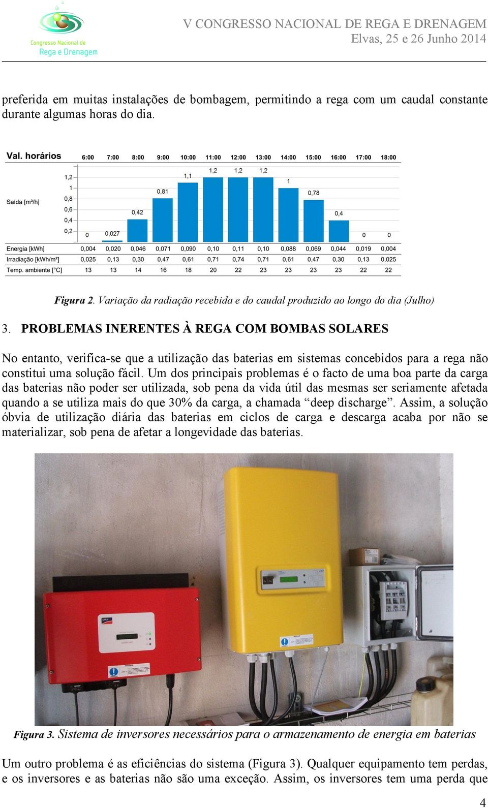 PROBLEMAS INERENTES À REGA COM BOMBAS SOLARES No entanto, verifica-se que a utilização das baterias em sistemas concebidos para a rega não constitui uma solução fácil.