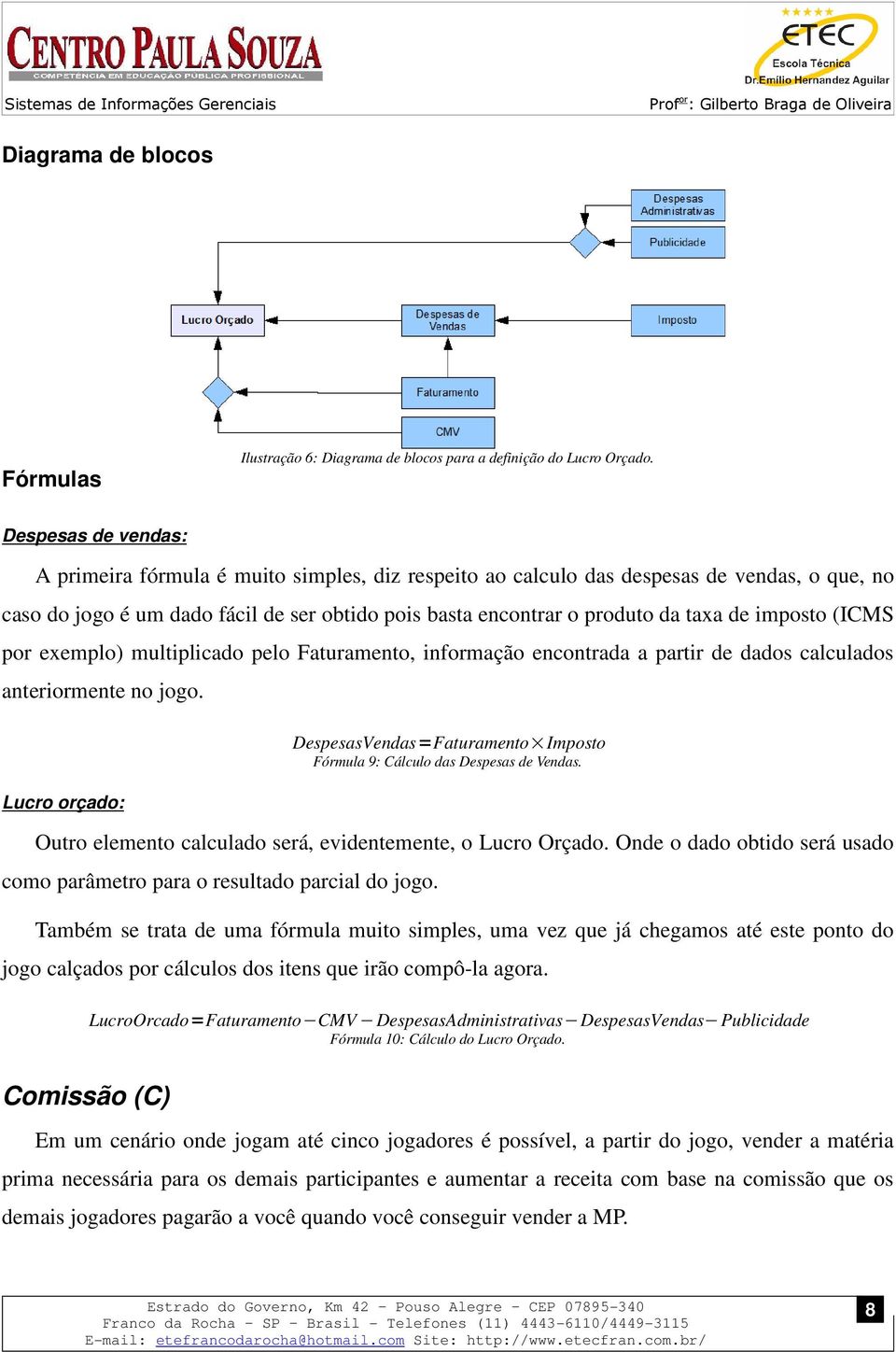 imposto (ICMS por exemplo) multiplicado pelo Faturamento, informação encontrada a partir de dados calculados anteriormente no jogo.