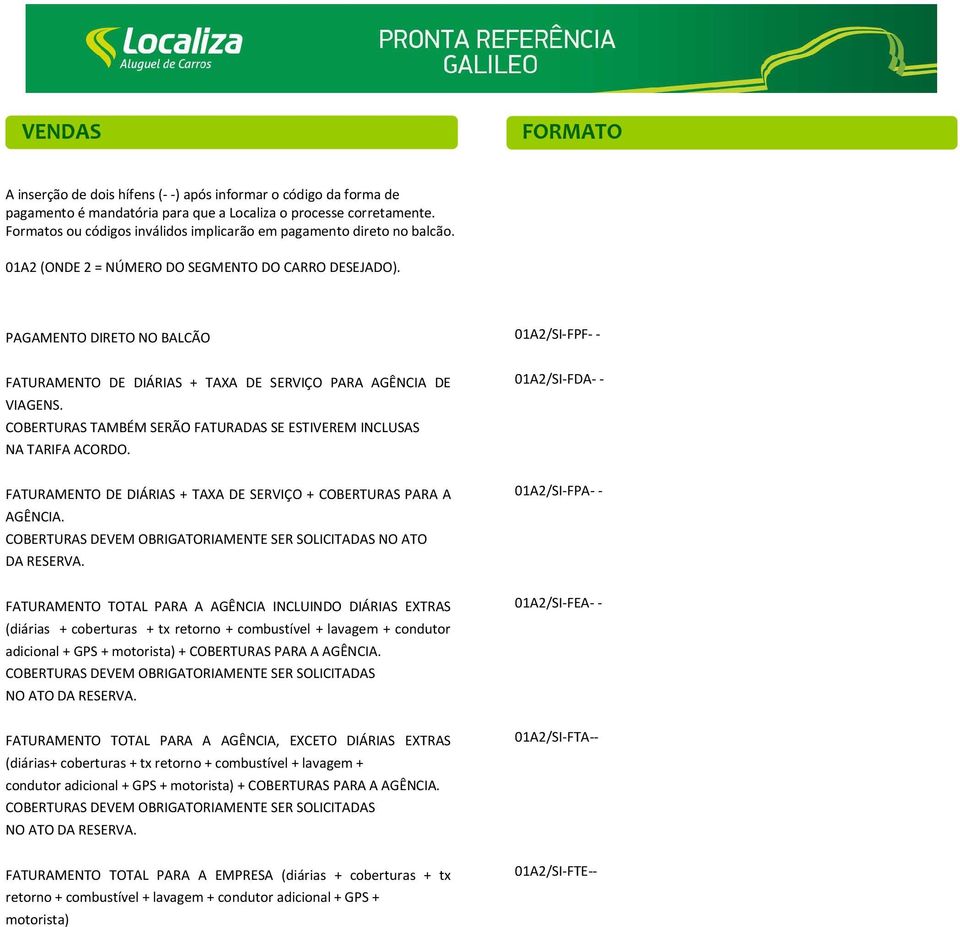 PAGAMENTO DIRETO NO BALCÃO 01A2/SI-FPF- - FATURAMENTO DE DIÁRIAS + TAXA DE SERVIÇO PARA AGÊNCIA DE VIAGENS. COBERTURAS TAMBÉM SERÃO FATURADAS SE ESTIVEREM INCLUSAS NA TARIFA ACORDO.