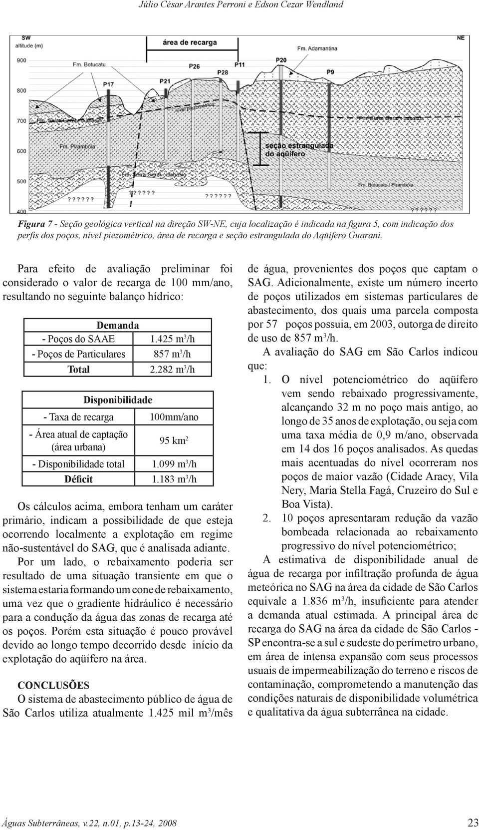 183 m 3 Os cálculos acima, embora tenham um caráter primário, indicam a possibilidade de que esteja ocorrendo localmente a explotação em regime não-sustentável do SAG, que é analisada adiante.