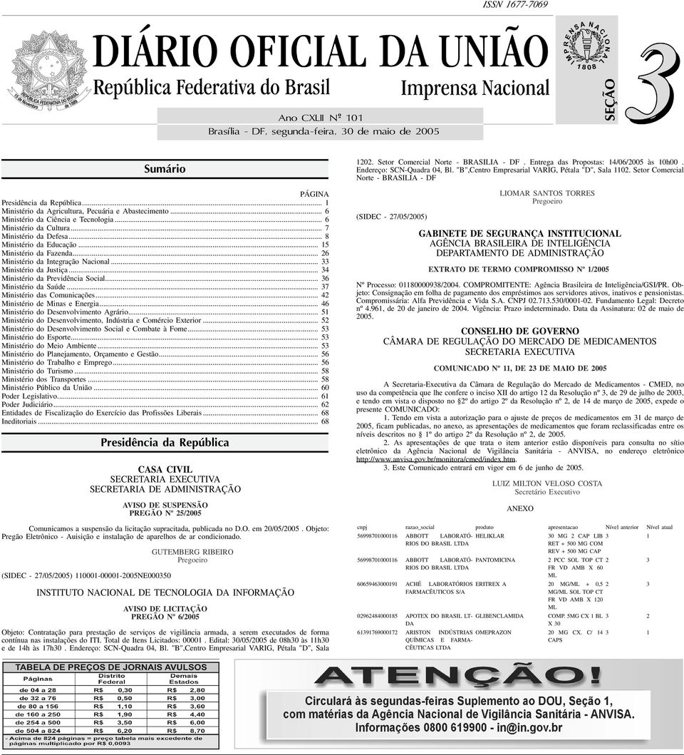 .. 1 Ministério da Agricultura, Pecuária e Abastecimento... 6 Ministério da Ciência e Tecnologia... 6 Ministério da Cultura... 7 Ministério da Defesa... 8 Ministério da Educação.