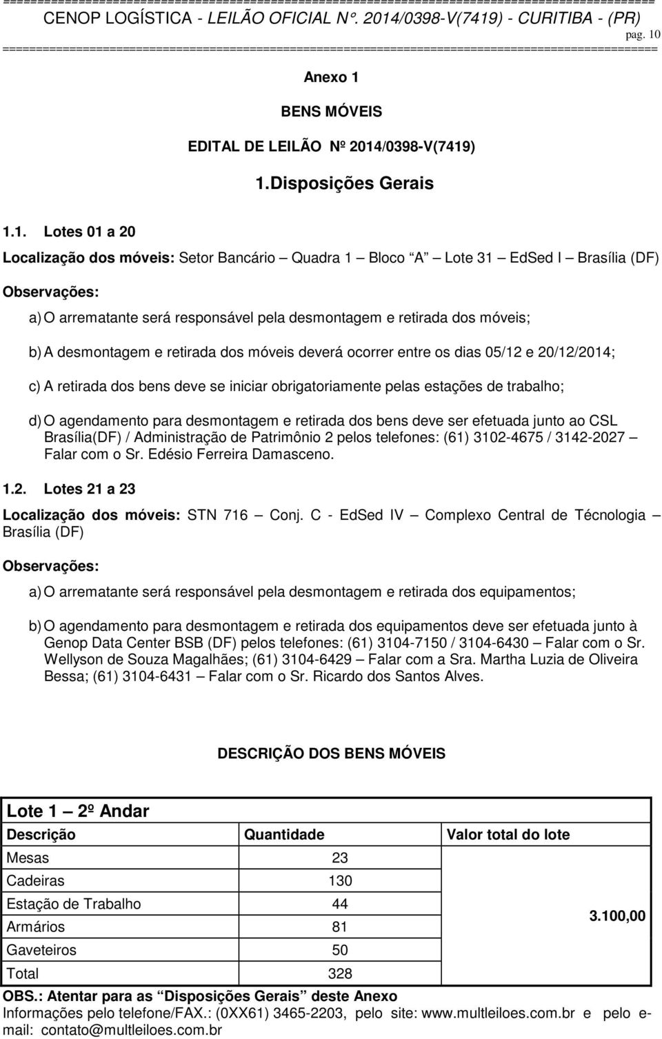 BENS MÓVEIS EDITAL DE LEILÃO Nº 2014