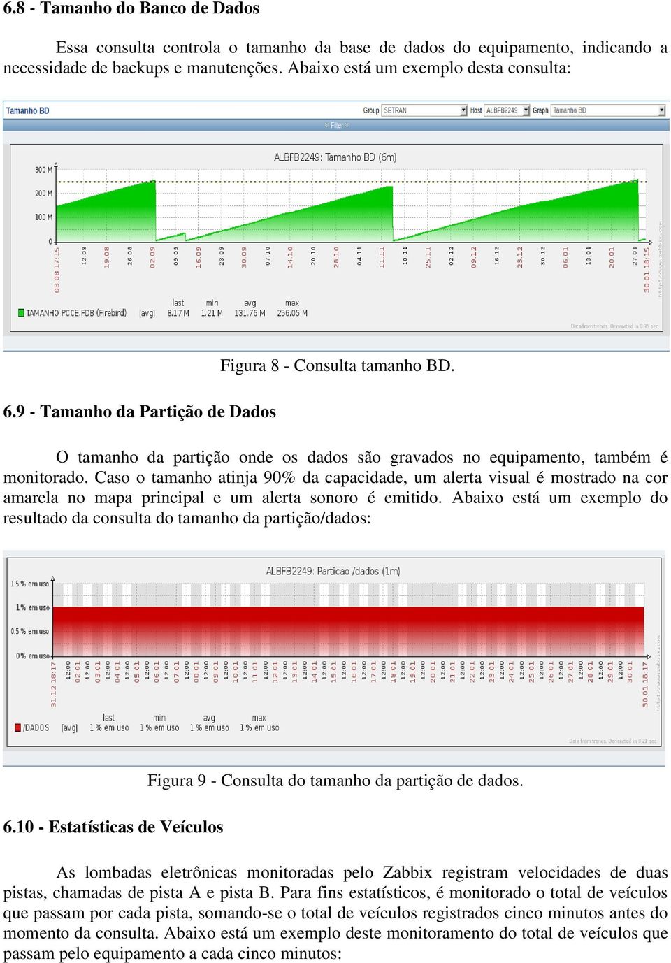 Caso o tamanho atinja 90% da capacidade, um alerta visual é mostrado na cor amarela no mapa principal e um alerta sonoro é emitido.