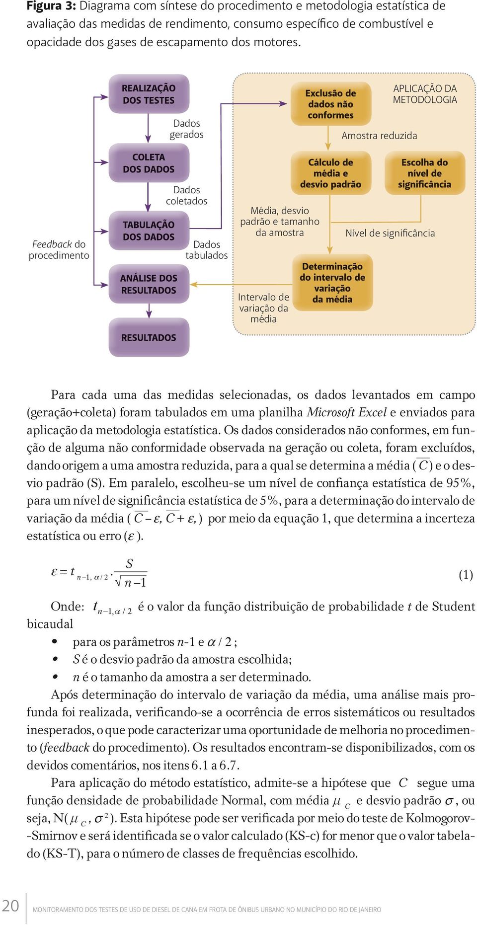 da média Para cada uma das medidas selecionadas, os dados levantados em campo (geração+coleta) foram tabulados em uma planilha Microsoft Excel e enviados para aplicação da metodologia estatística.