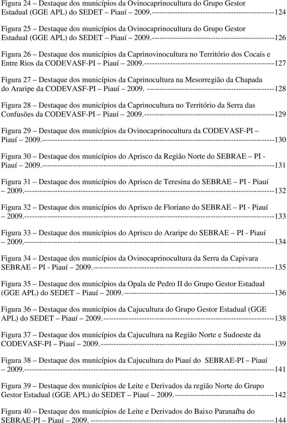 ------------------------------------------------ 126 Figura 26 Destaque dos municípios da Caprinovinocultura no Território dos Cocais e Entre Rios da CODEVASF-PI Piauí 2009.