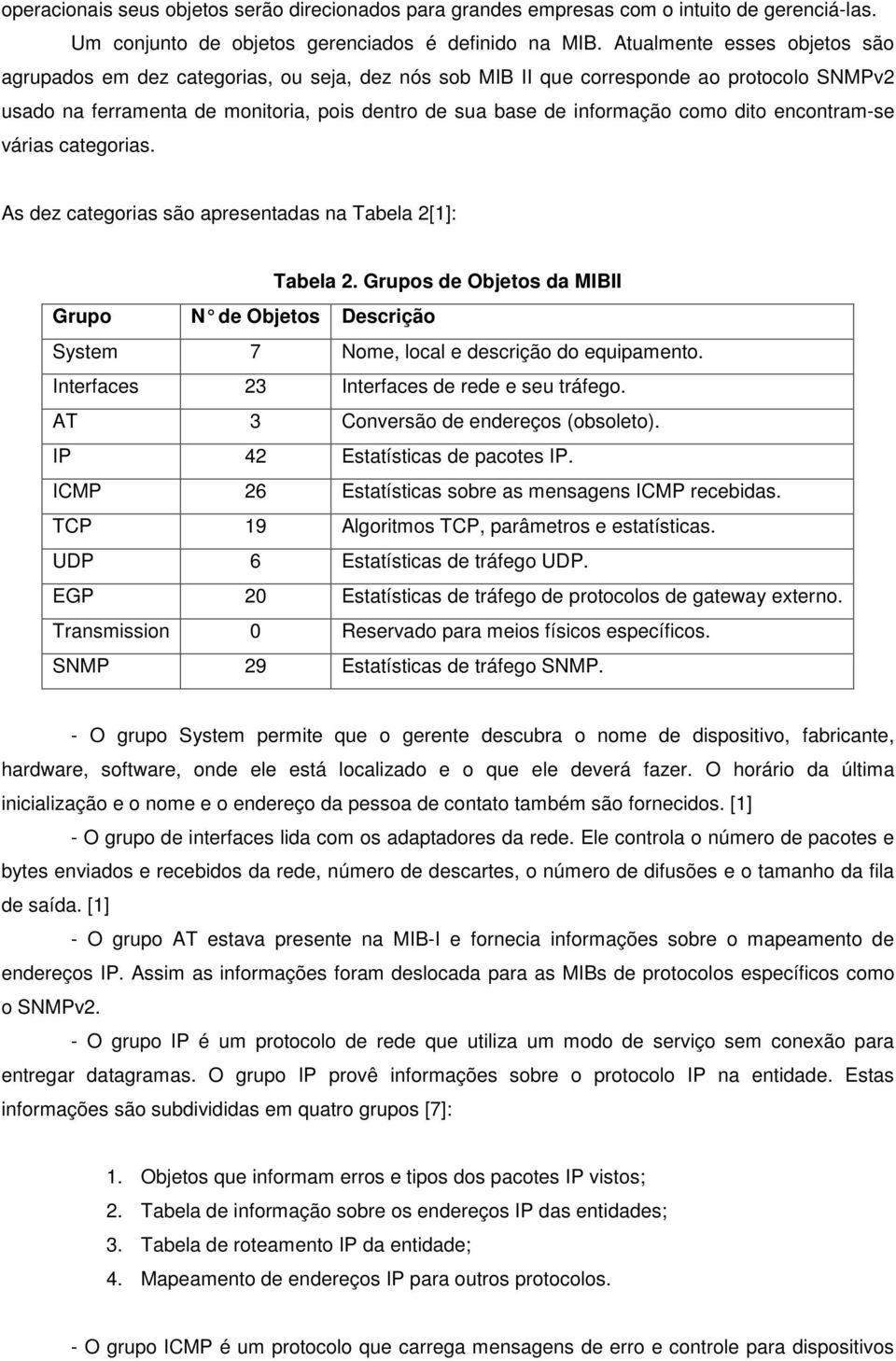 dito encontram-se várias categorias. As dez categorias são apresentadas na Tabela 2[1]: Tabela 2.