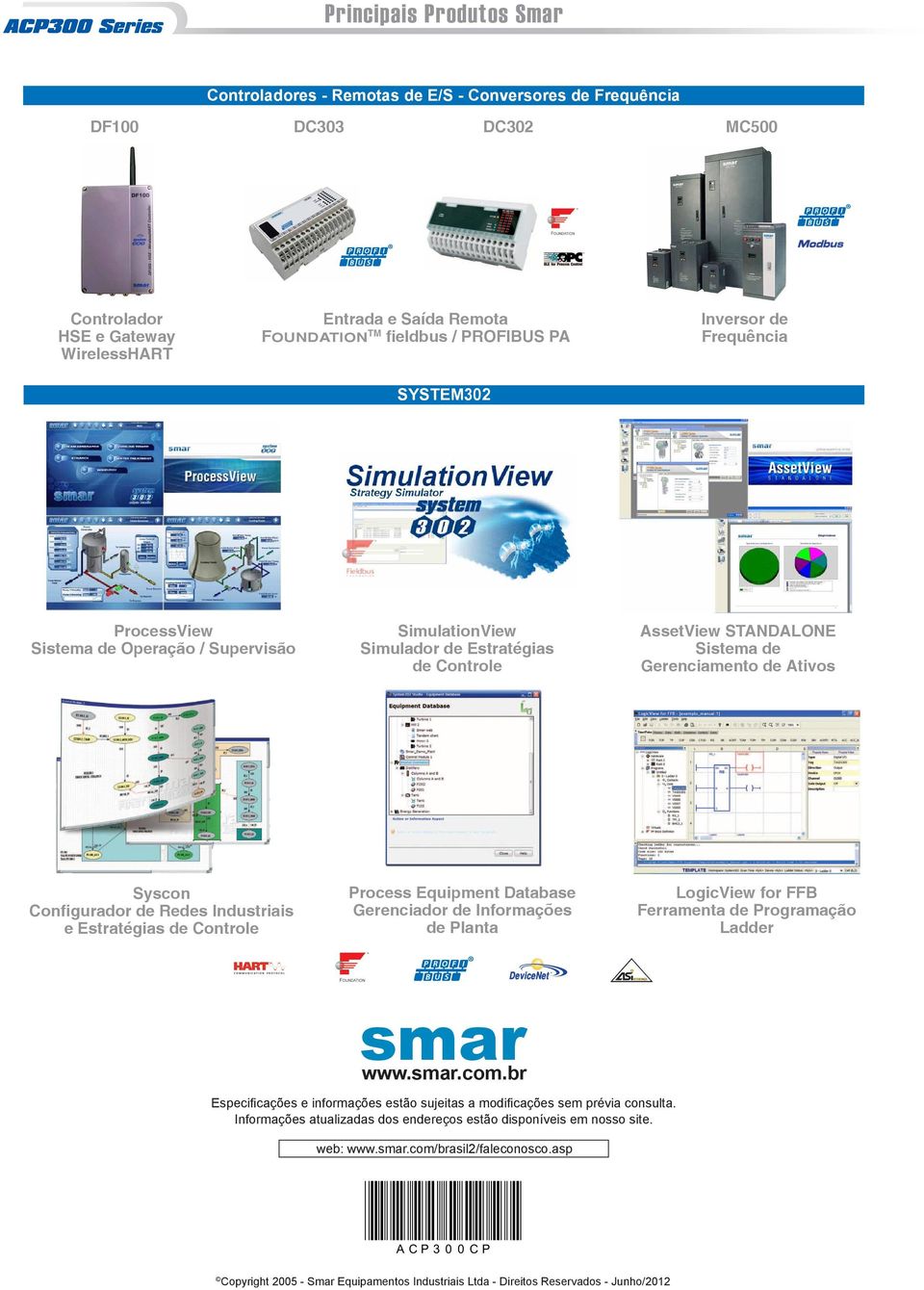 de Ativos Syscon Configurador de Redes Industriais e Estratégias de Controle Process Equipment Database Gerenciador de Informações de Planta LogicView for FFB Ferramenta de Programação Ladder TM