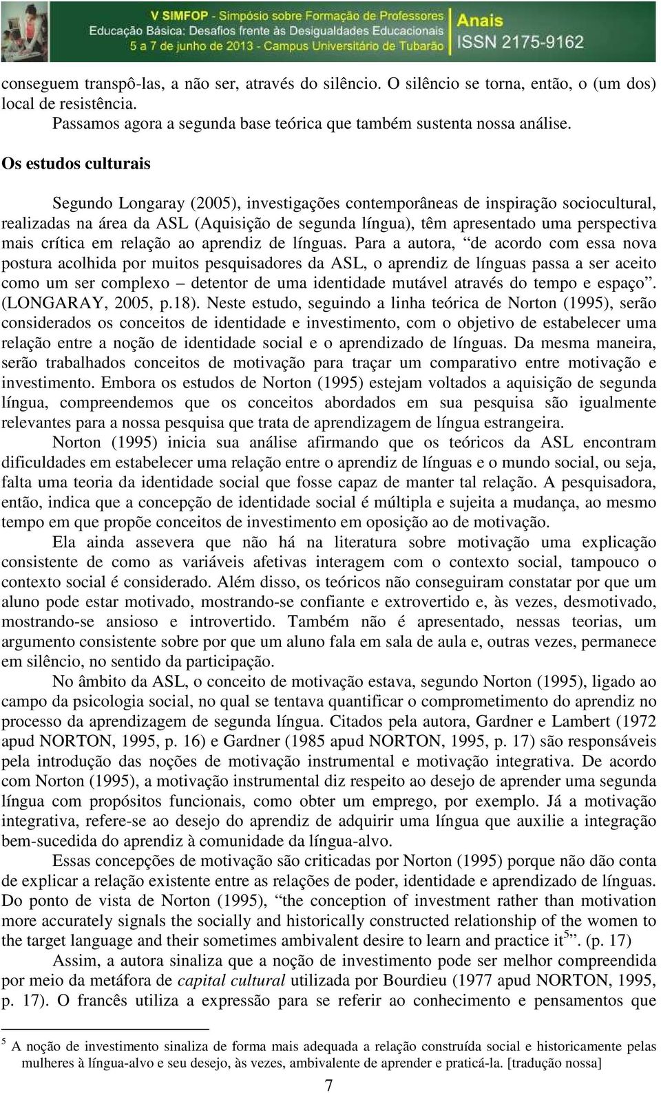 crítica em relação ao aprendiz de línguas.