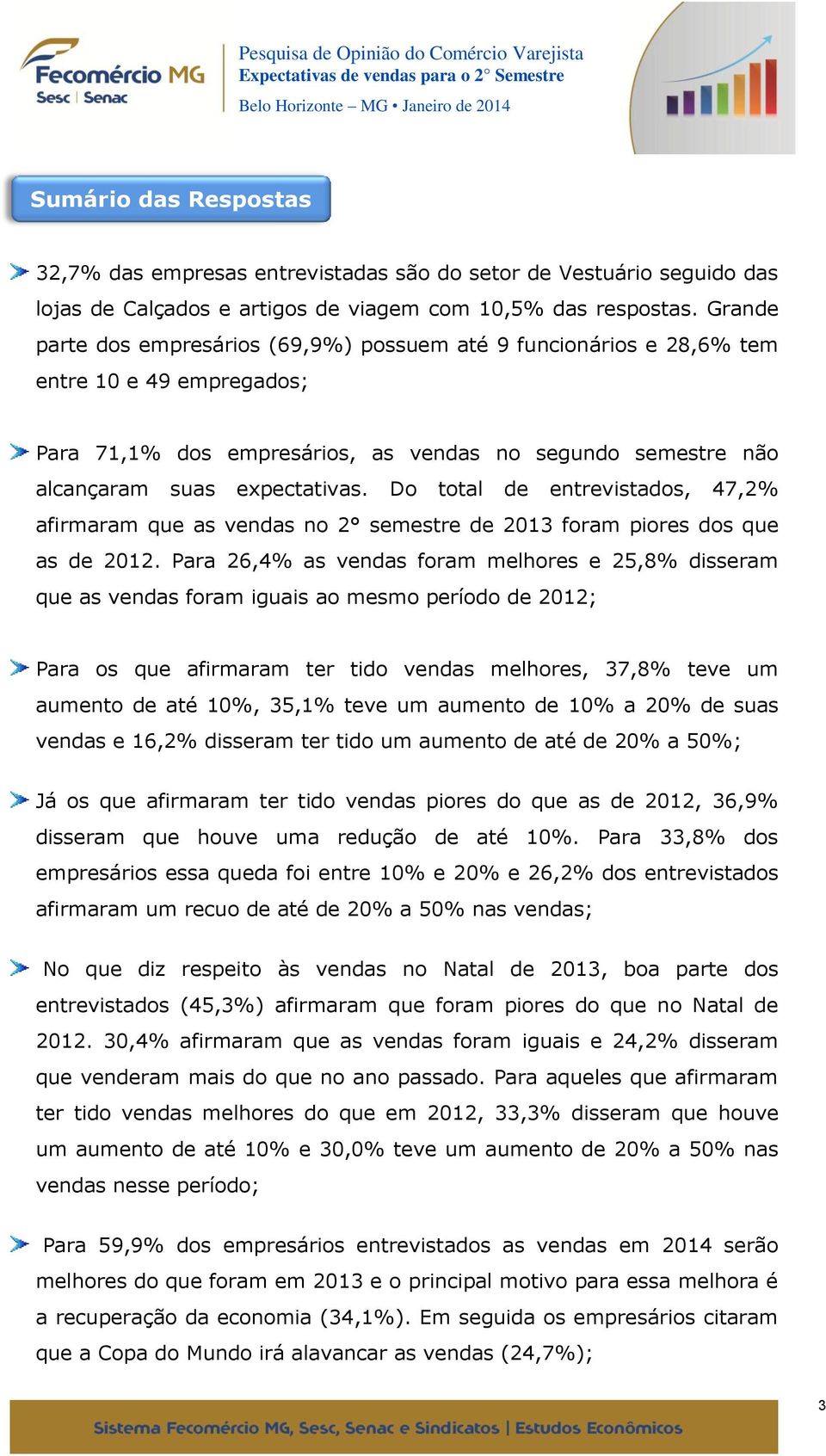 Do total de entrevistados, 47,2% afirmaram que as vendas no 2 semestre de 2013 foram piores dos que as de 2012.