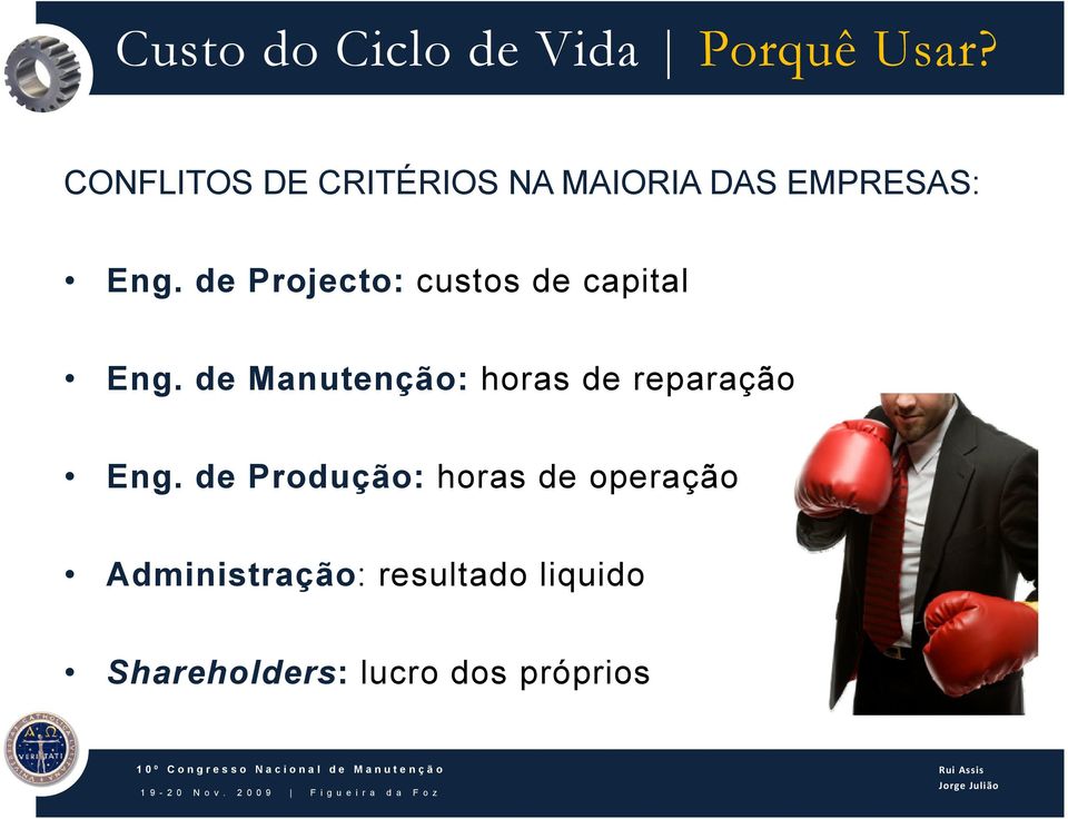 de Projecto: custos de capital Eng.