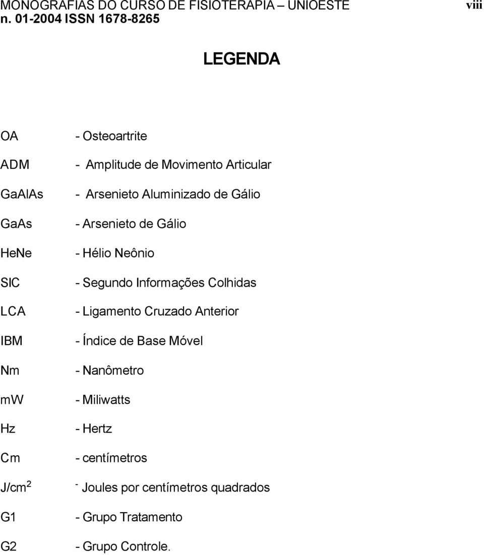 Neônio - Segundo Informações Colhidas - Ligamento Cruzado Anterior - Índice de Base Móvel -