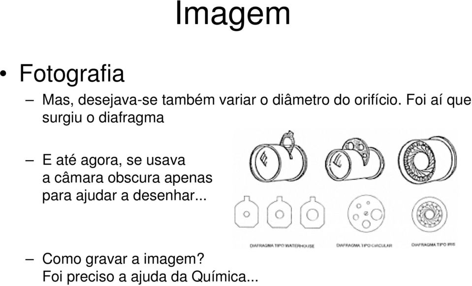 Foi aí que surgiu o diafragma E até agora, se usava a