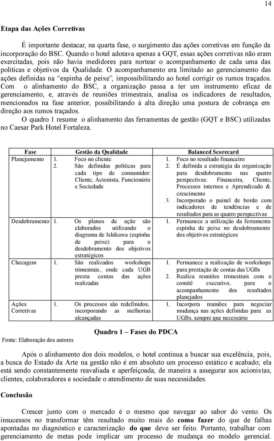 O acompanhamento era limitado ao gerenciamento das ações definidas na espinha de peixe, impossibilitando ao hotel corrigir os rumos traçados.