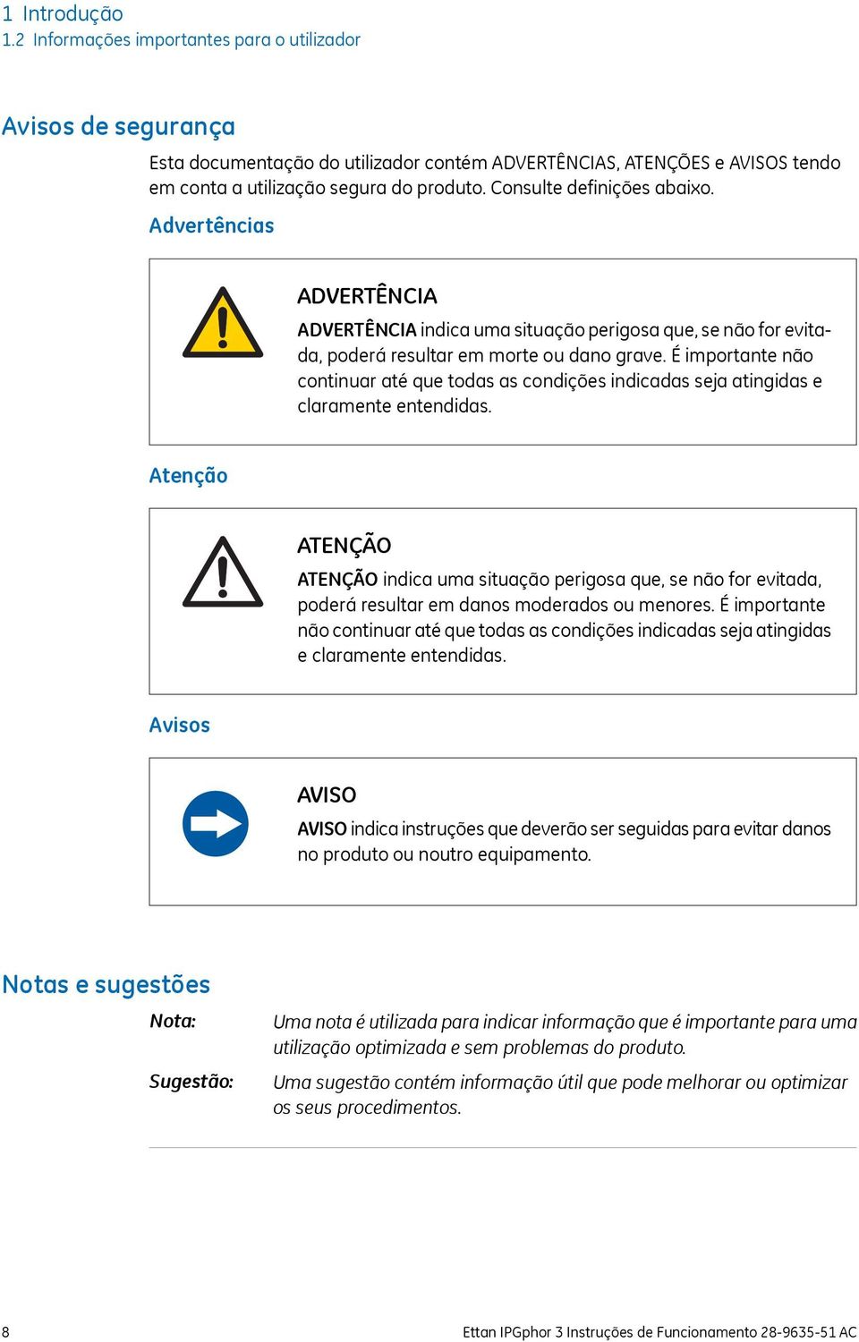 É importante não continuar até que todas as condições indicadas seja atingidas e claramente entendidas.