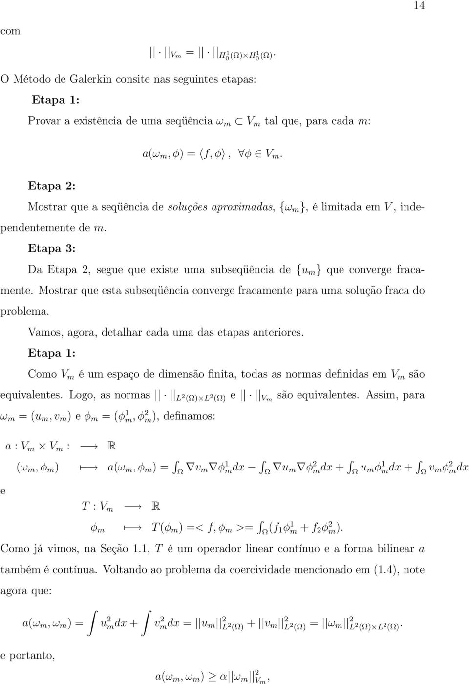 Mostrar que esta subseqüência converge fracamente para uma solução fraca do problema. Vamos, agora, detalhar cada uma das etapas anteriores.