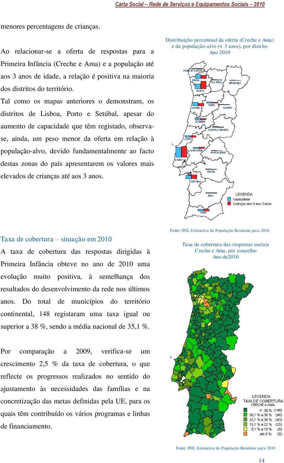 Tal como os mapas anteriores o demonstram, os distritos de Lisboa, Porto e Setúbal, apesar do aumento de capacidade que têm registado, observase, ainda, um peso menor da oferta em relação à