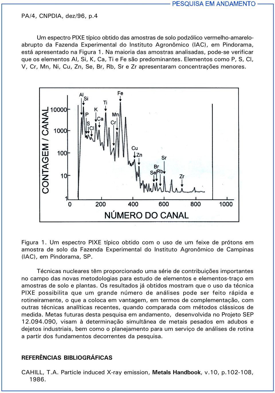 Na maioria das amostras analisadas, pode-se verificar que os elementos Al, Si, K, Ca, Ti e Fe são predominantes.