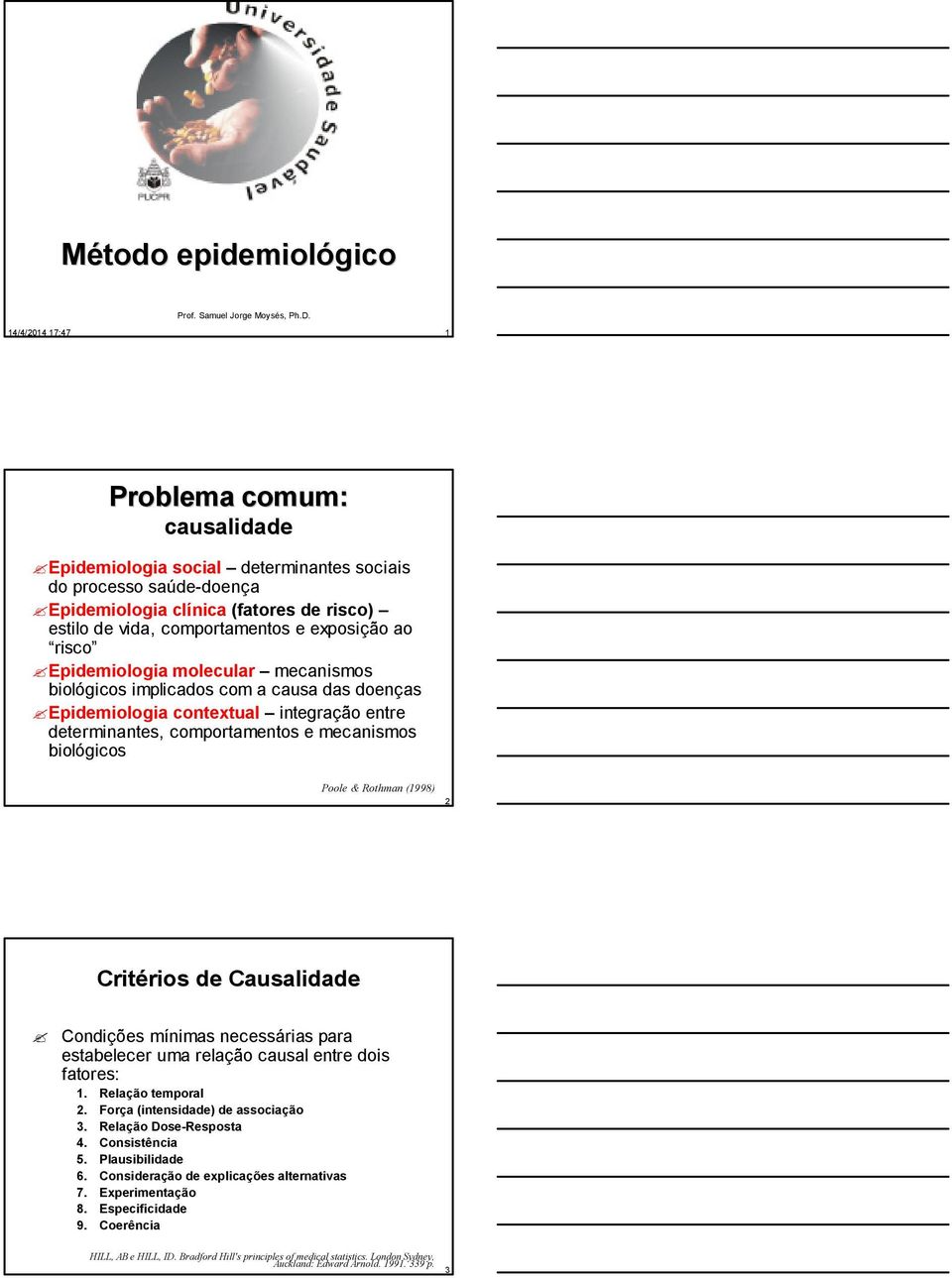 ao risco Epidemiologia molecular mecanismos biológicos implicados com a causa das doenças Epidemiologia contextual integração entre determinantes, comportamentos e mecanismos biológicos Poole &