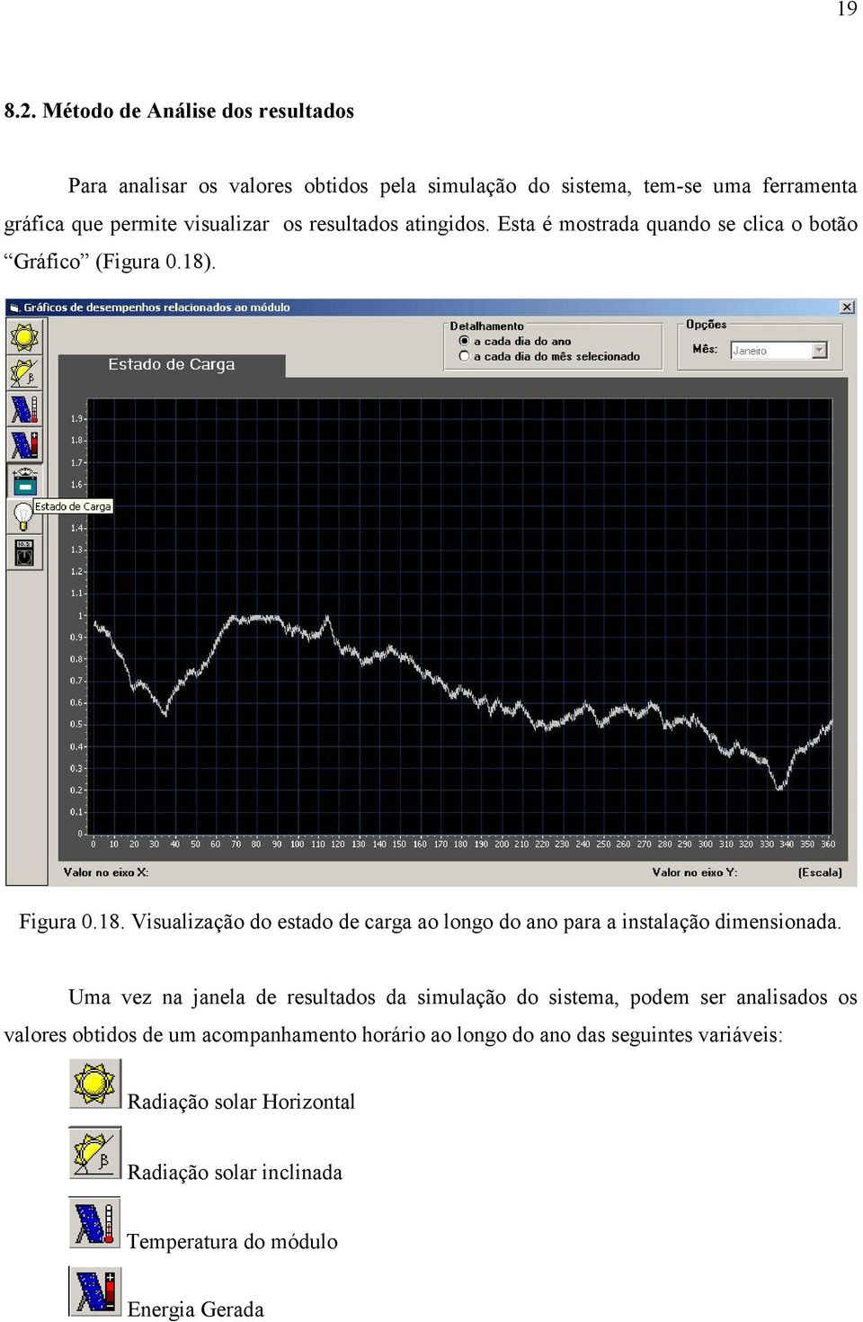 os resultados atingidos. Esta é mostrada quando se clica o botão Gráfico (Figura 0.18)