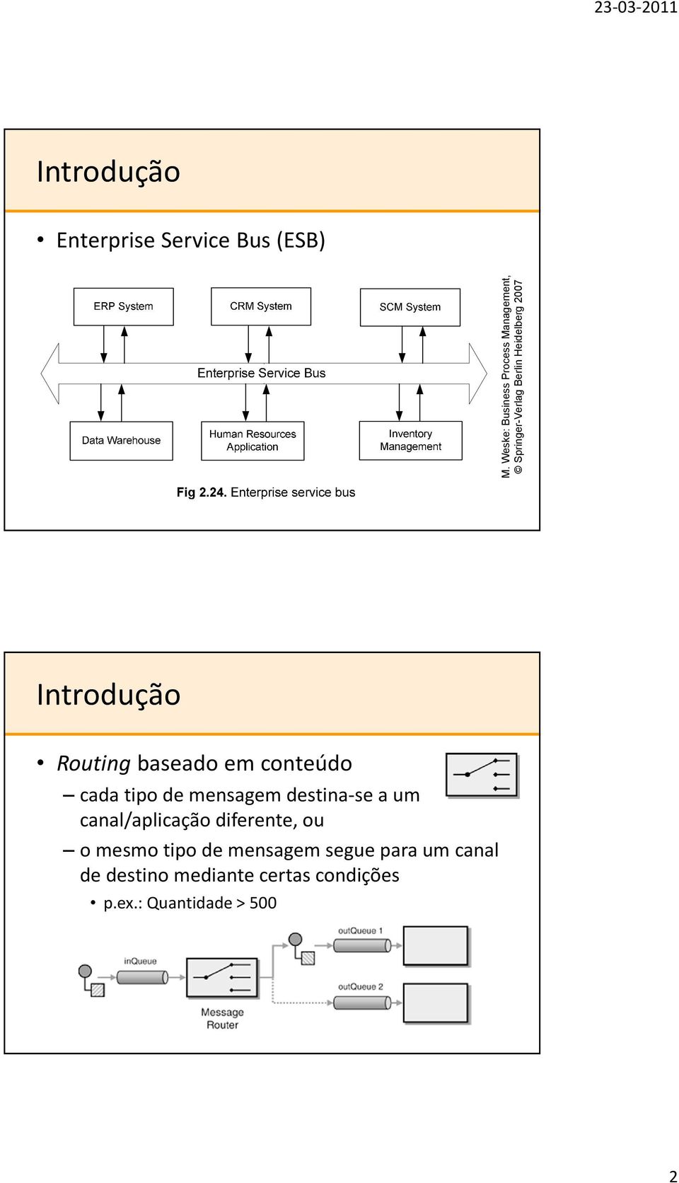 Introdução Routing baseado em conteúdo cada tipo de mensagem destina-se a um