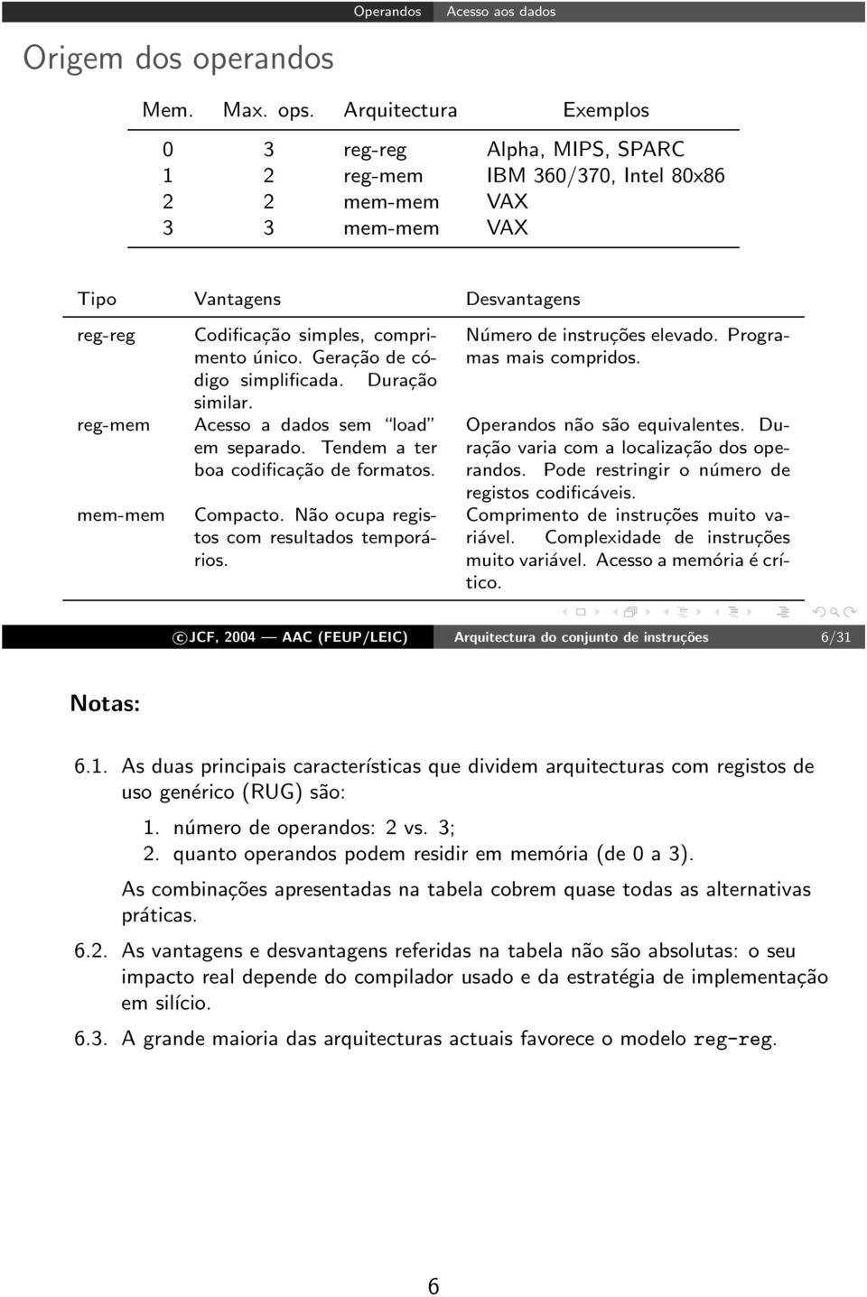 comprimento único. Geração de código simplificada. Duração similar. Acesso a dados sem load em separado. Tendem a ter boa codificação de formatos. Compacto.