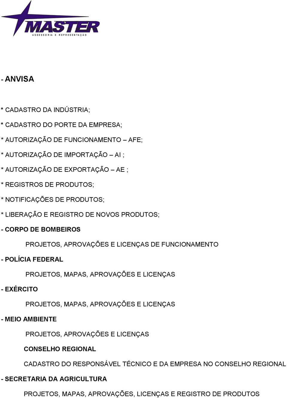 FUNCIONAMENTO - POLÍCIA FEDERAL PROJETOS, MAPAS, APROVAÇÕES E LICENÇAS - EXÉRCITO PROJETOS, MAPAS, APROVAÇÕES E LICENÇAS - MEIO AMBIENTE PROJETOS, APROVAÇÕES E